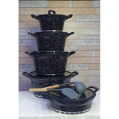Granite bosch Non Stick Cookware Set Pots Sufurias with glass lids