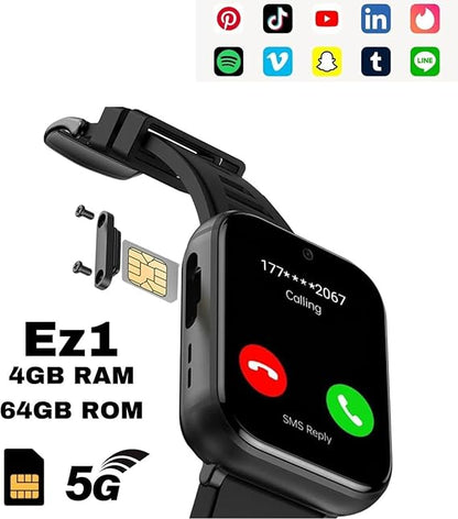 Smart Watch C89 5G – 4GB RAM, 64GB Storage, 1.86" Titanium Screen, Android 9.0, Bluetooth 5.0, SIM Card Support
