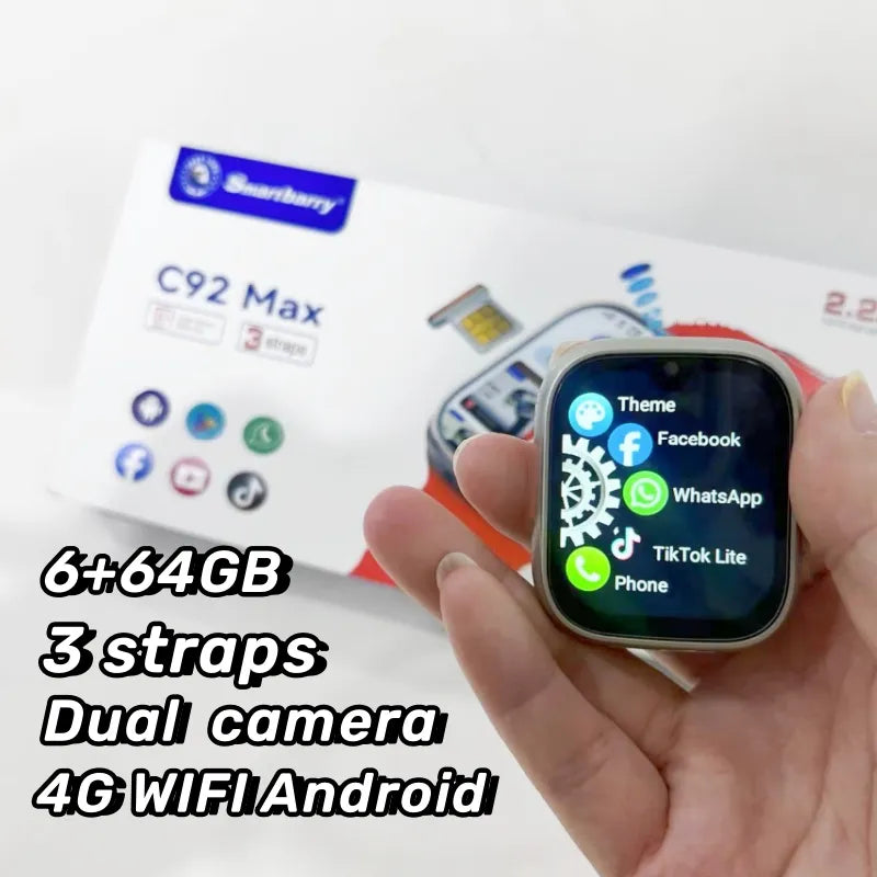 C92 MAX 4G Smart Watch – 6+64GB, Android 8.1, SIM Card, Wi-Fi, GPS, Ultra-Performance Smartwatch