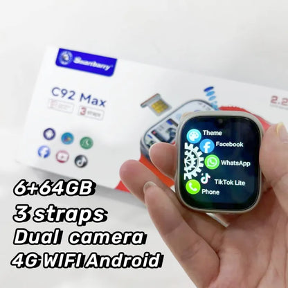 C92 MAX 4G Smart Watch – 6+64GB, Android 8.1, SIM Card, Wi-Fi, GPS, Ultra-Performance Smartwatch