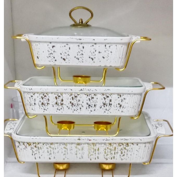 3 Ceramic Serving Bowls/Chaffing Dishes