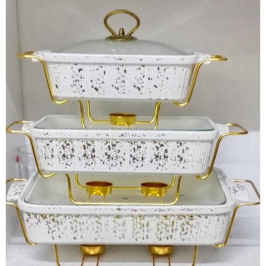3 Ceramic Serving Bowls/Chaffing Dishes
