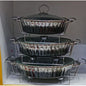 3 pc ceramic chaffing dishes