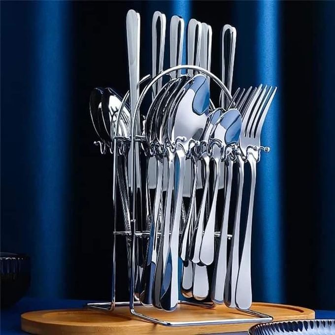 Stainless Steel Cutlery Set with Stand -24-Piece