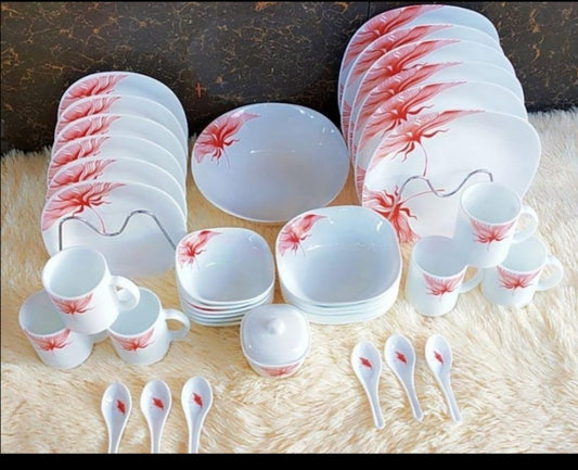 Quadra 39-Piece Opal Glass Dinnerware Set – Elegant & Durable Tableware Collection