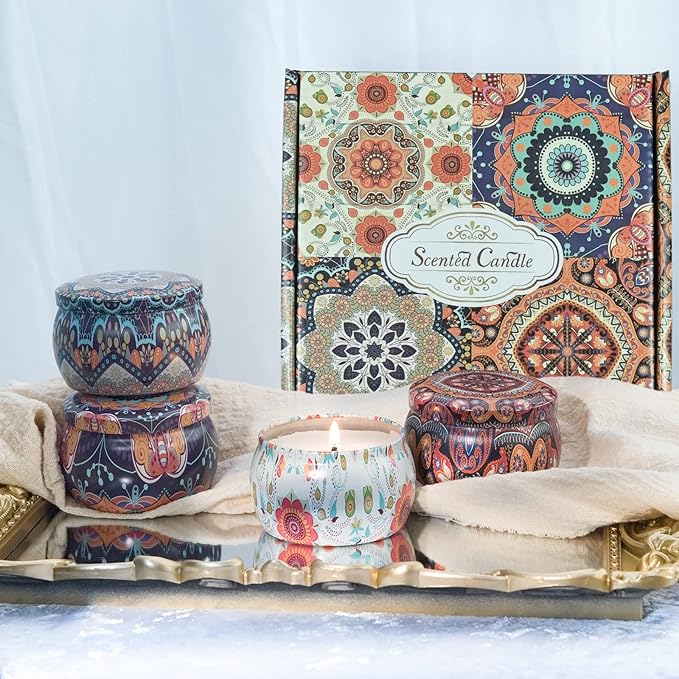 Scented Soy Candles Gift Set – Aromatherapy Candles for Home | Long-Lasting, Natural Soy Wax | 4 Pack