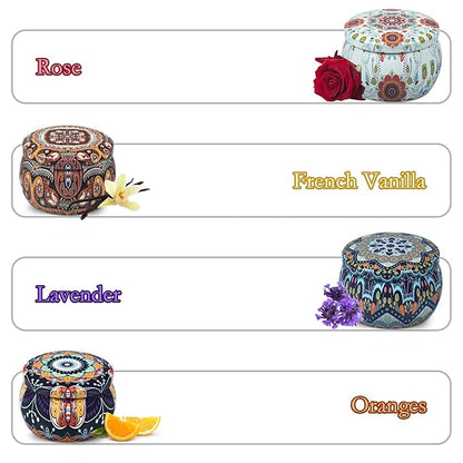 Scented Soy Candles Gift Set – Aromatherapy Candles for Home | Long-Lasting, Natural Soy Wax | 4 Pack