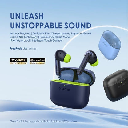 Oraimo FreePods Lite OTW-330 – Wireless Earbuds with 40-Hour Playtime & Deep Bass