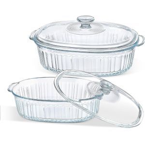 Signature 2-Piece Glass  Casserole Set with Glass Lids 1800ml and 2800m
