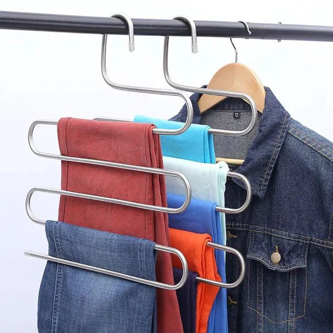 3pcs Multifunctional Stainless Steel Trouser Hanger 5 Layers