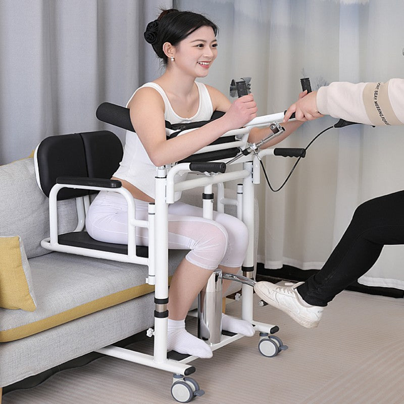 Hydraulic Patient Lift Transfer Chair,Portable Hydraulic Patient Lift Wheelchair for Home Transfer Nursing Chair Lifter 180° Split Seat Cushion Bathroom Bedside Commode