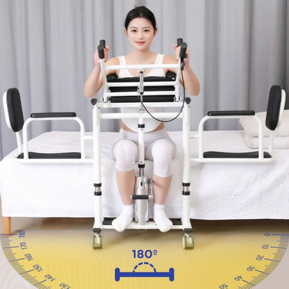 Hydraulic Patient Lift Transfer Chair,Portable Hydraulic Patient Lift Wheelchair for Home Transfer Nursing Chair Lifter 180° Split Seat Cushion Bathroom Bedside Commode