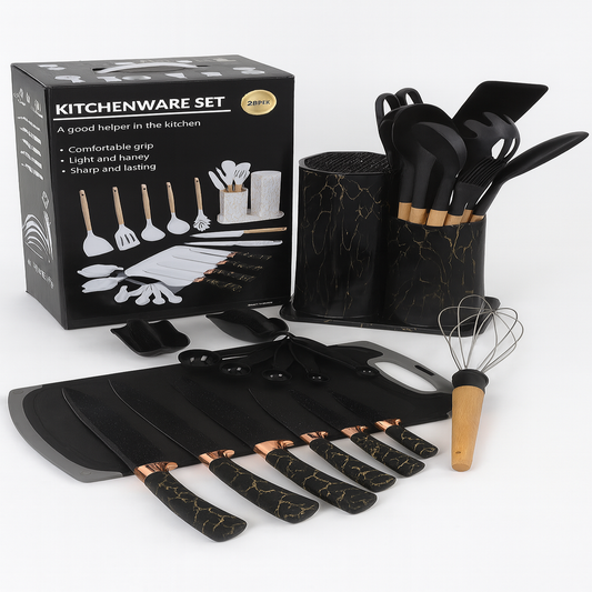 25pc Silicone spoon and knife set