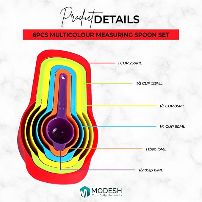 multicoloured measuring cups 6 pcs