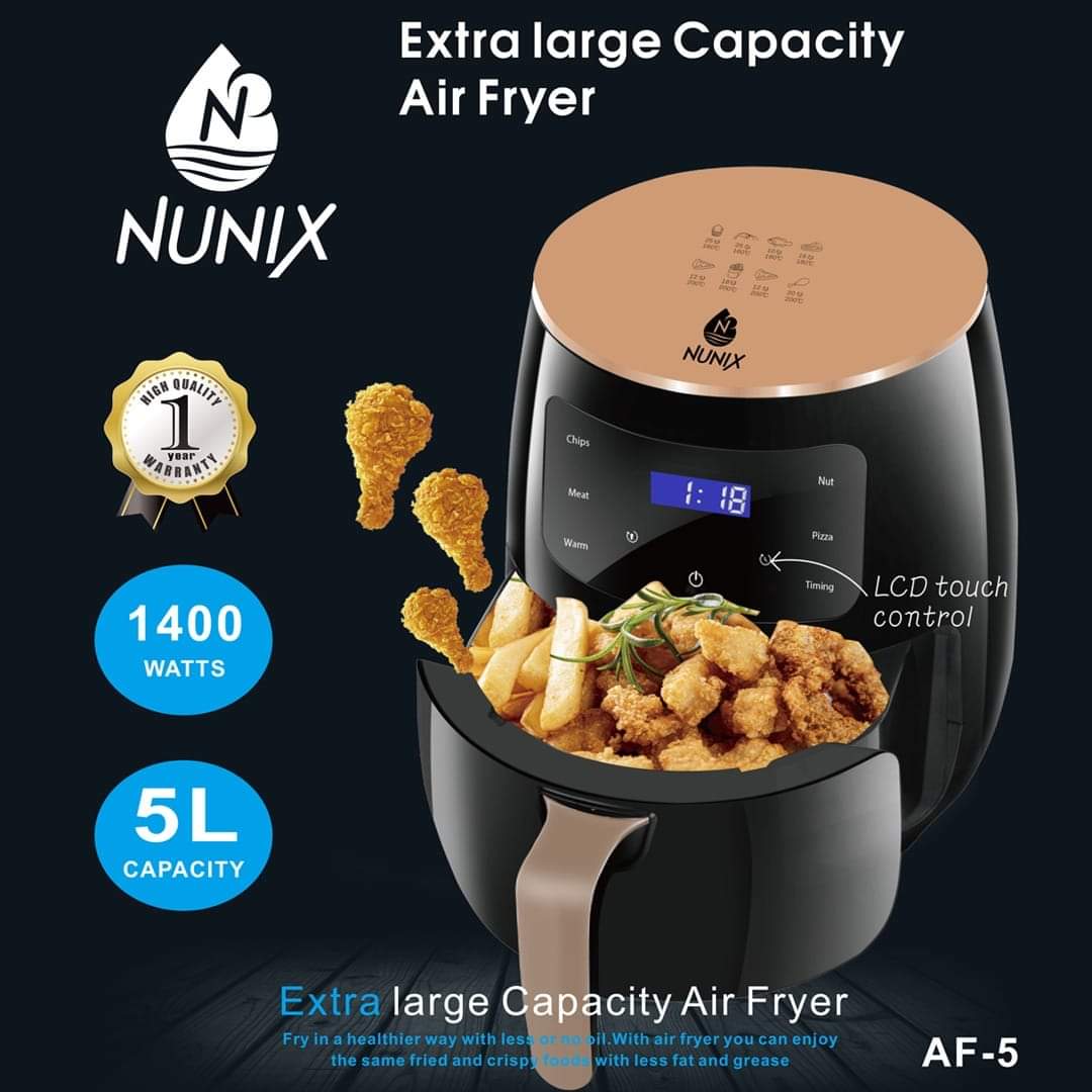 Nunix Electric 5L Extra Large Air Fryer – Healthier, Faster Cooking