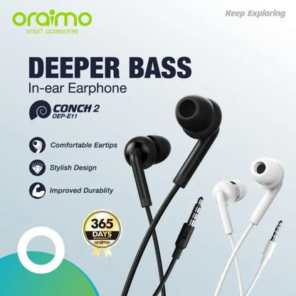 Oraimo Conch 2 In-Ear Wired Headphones – OEP-E11 Earphones