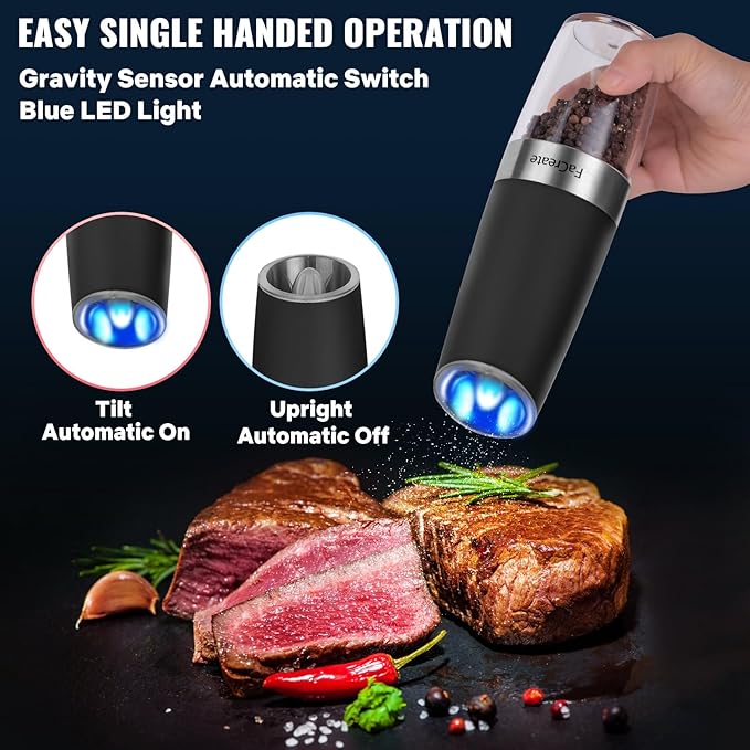 Rechargeable Electric Salt & Pepper Grinder – Automatic One-Hand Operation