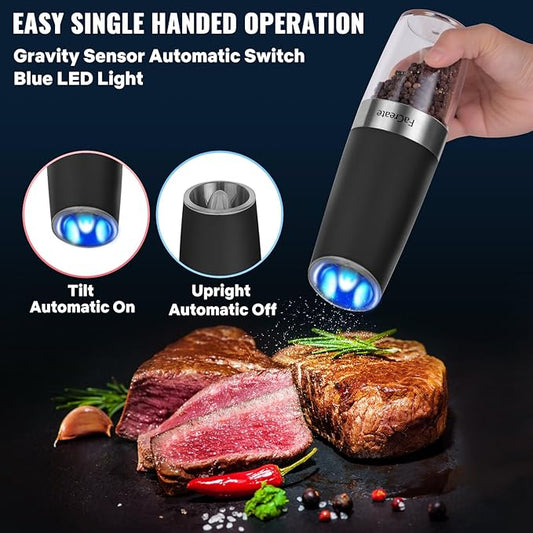Rechargeable Electric Salt & Pepper Grinder – Automatic One-Hand Operation