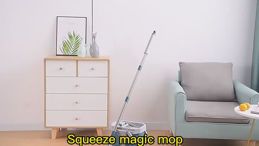 Magic Squeeze Mop & Bucket Set .Hands-Free 360° Flat Floor Cleaner
