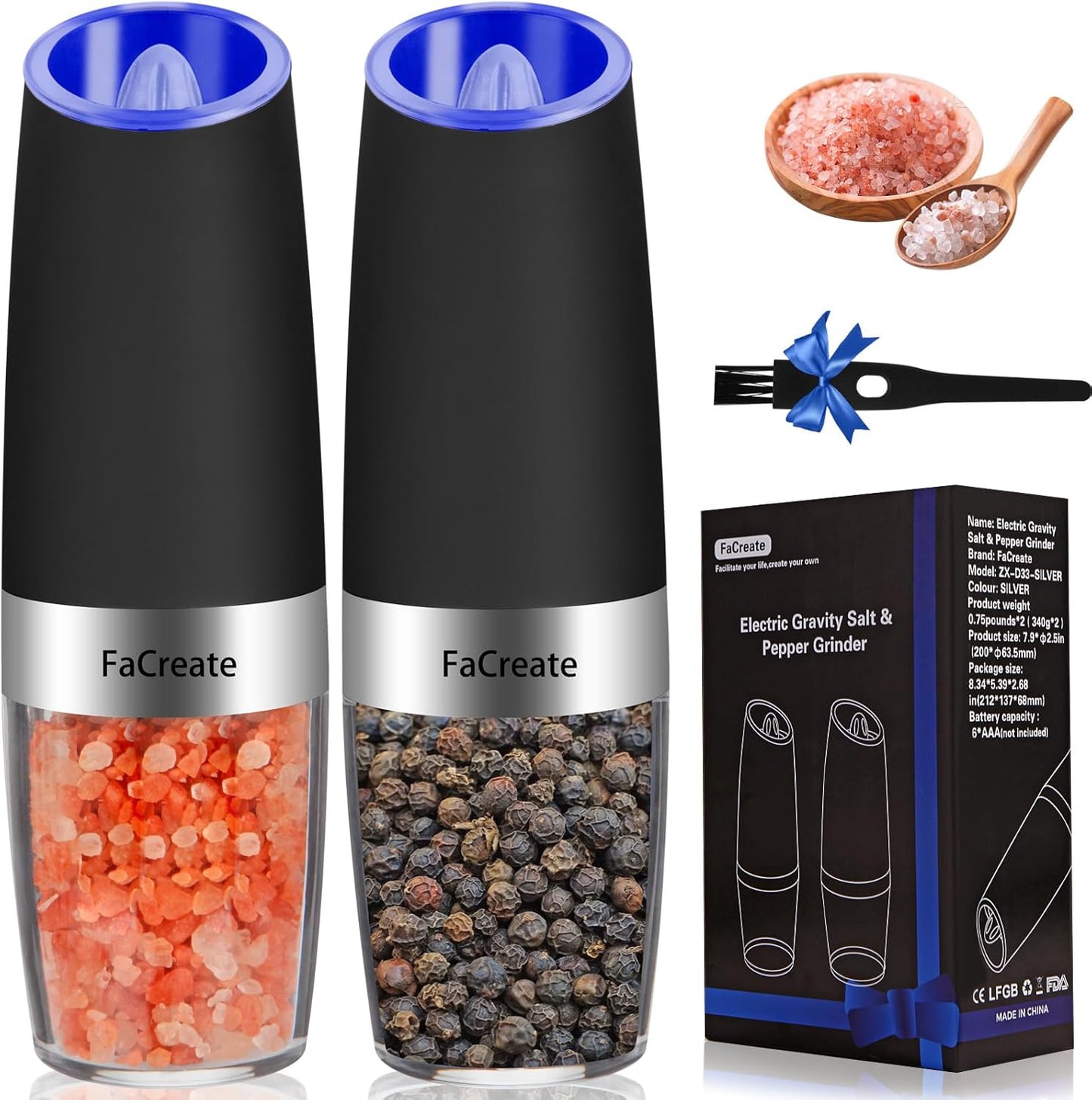 Rechargeable Electric Salt & Pepper Grinder – Automatic One-Hand Operation