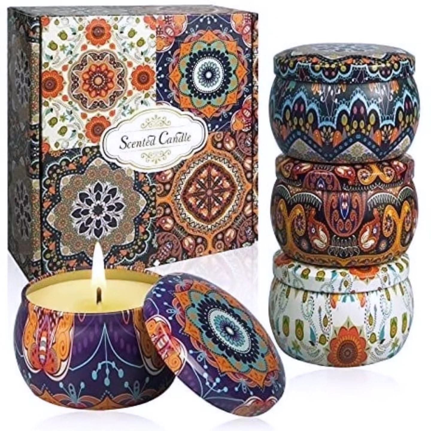 Scented Soy Candles Gift Set – Aromatherapy Candles for Home | Long-Lasting, Natural Soy Wax | 4 Pack