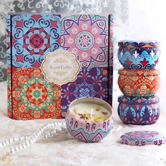 Scented Soy Candles Gift Set – Aromatherapy Candles for Home | Long-Lasting, Natural Soy Wax | 4 Pack