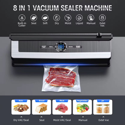 Vacuum Sealer Machine,  Fully Automatic 8-IN-1 Food Sealer