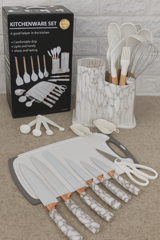 25pc Silicone spoon and knife set