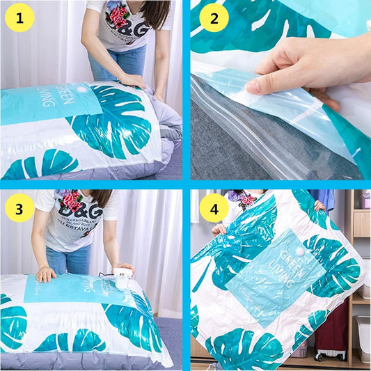 5-Piece Vacuum Storage Bags Set with Electric Pump – Space-Saving Compression Bags for Clothes, Bedding & Travel