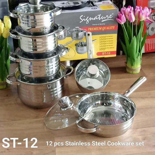 Stainless Steel Cookware Set With Glass Lid