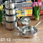 Stainless Steel Cookware Set With Glass Lid
