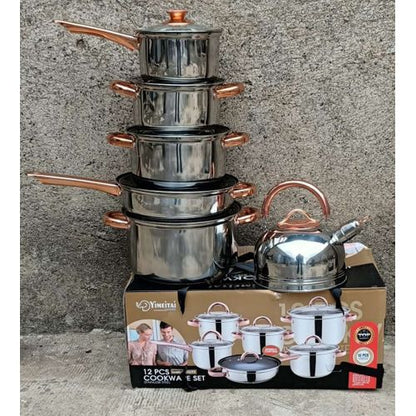 High quality Yemitei 12 pcs stainless cookware/sufuria